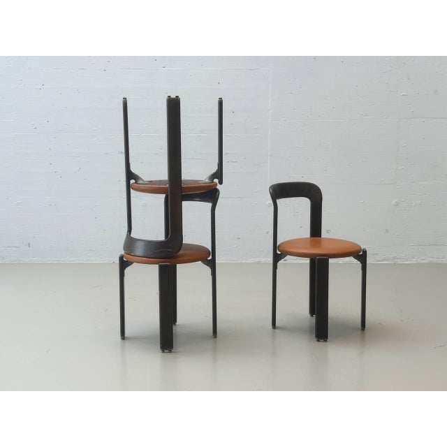 Chairs in Dark Brown Stained Beechwood by Bruno Rey for Dietiker, 1971 For Sale - Image 6 of 17
