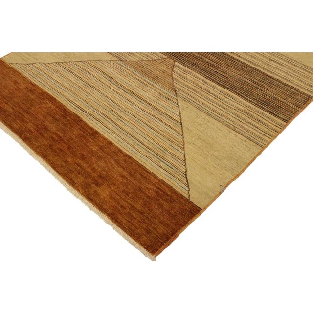Contemporary 1990s Boho Chic Gabbeh Rosalia Tan/Lt. Rust Wool Area Rug -4'1 X 5'8 For Sale - Image 3 of 8