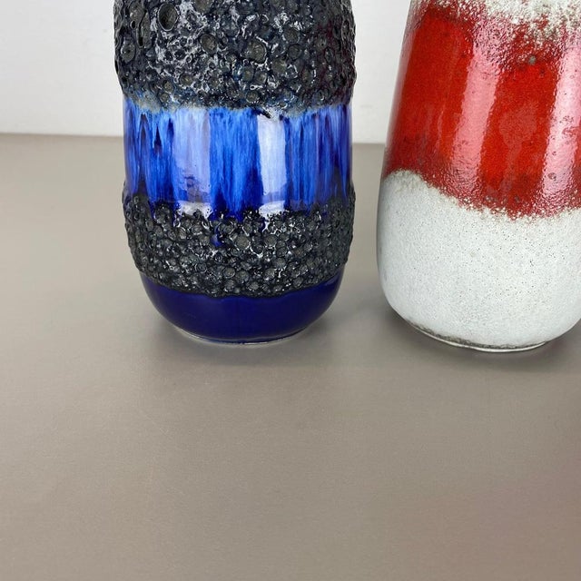 Vintage Pottery Fat Lava Vases attributed to Scheurich, Germany, 1970s, Set of 4 For Sale - Image 6 of 18
