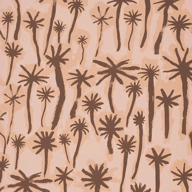 Sample - Schumacher Palmitas Wallpaper in Coral For Sale