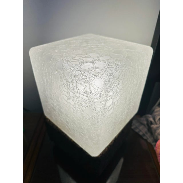 1970s Cork and Frosted Crackle Glass Table Lamps- a Pair For Sale In Miami - Image 6 of 10