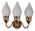 Three-Arm Brass and Opaline Glass Tulip Wall Lamp from Fog & Mørup, 1950s For Sale