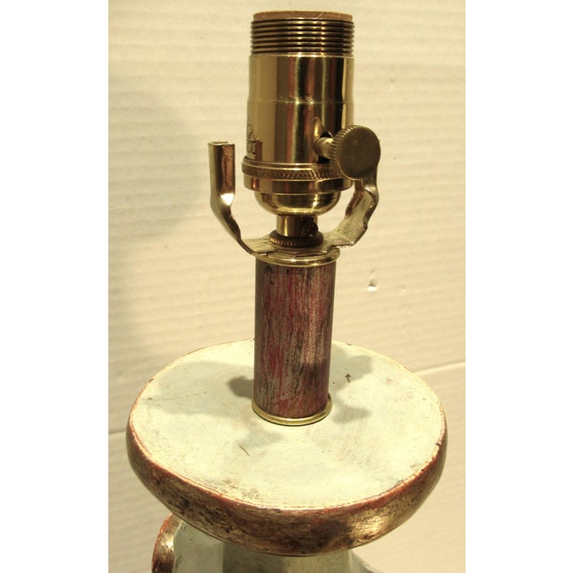 1970s Italian Baroque Style Hand Carved Wood Lamps Silk Shades - a Pair For Sale - Image 12 of 17