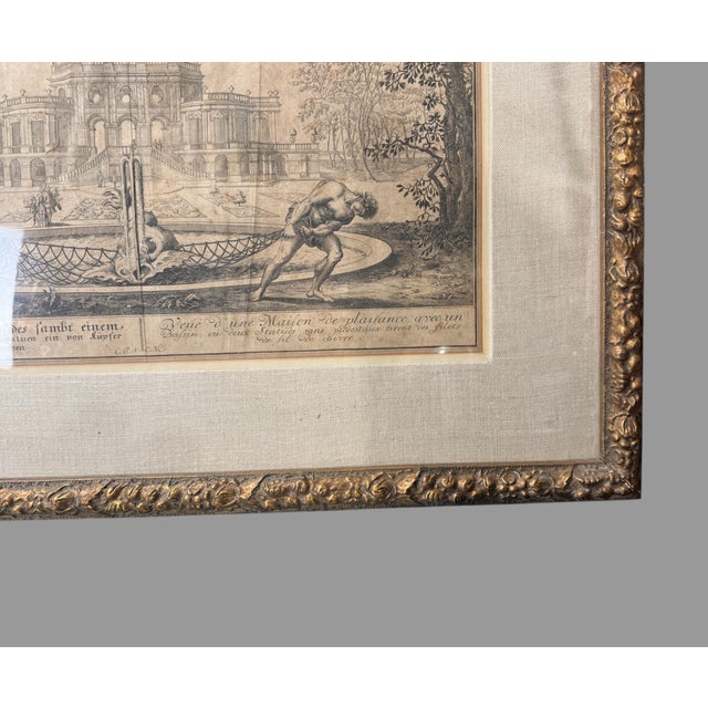 Antique Gilt Framed Litho Book Print View of the Garden Building j.b. Fischer Von Erlach For Sale - Image 9 of 10