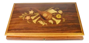 Mid 20th Century Handmade Floral Wooden Inlaid Italian Jewelry Box