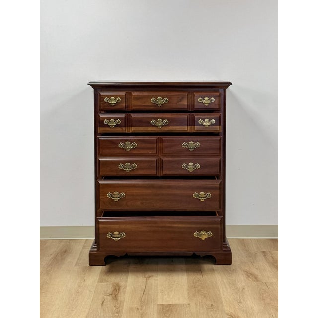 Vintage Tallboy Dresser American Drew Five Drawer Highboy Bedroom Chest For Sale - Image 10 of 18