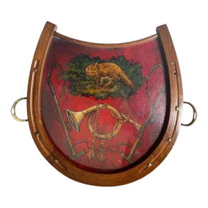 Early 20th Century Carved Wooden Tray in the Shape of a Horseshoe