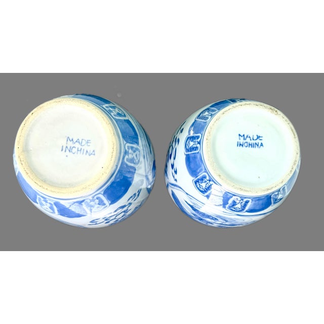 Vintage Blue & White 12" Porcelain Vases - A Pair For Sale - Image 11 of 11