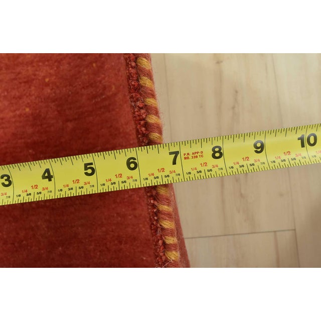 Gabbeh Runner 3′ X 10’1” Red Wool Contemporary Hand-Knotted Oriental Rug For Sale - Image 11 of 13