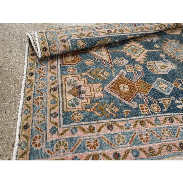 Slate Gray Galerie Shabab Collection Mid-20th Century Persian Malayer Throw Rug For Sale - Image 8 of 8