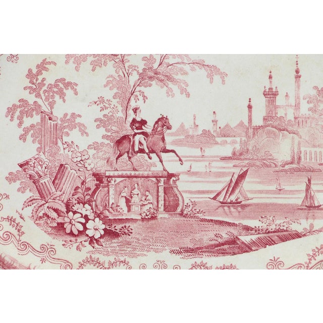 English Antique "Wood & Brownfield Grecian Statue" Staffordshire Transferware Platter, Unmarked For Sale - Image 3 of 9