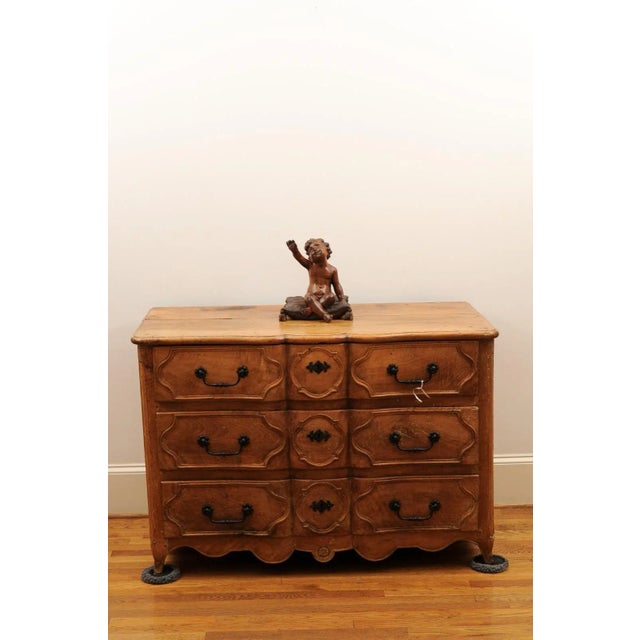 French 1780s Baroque Style Walnut Sculpture of Putto Sitting on a Pillow For Sale - Image 9 of 13