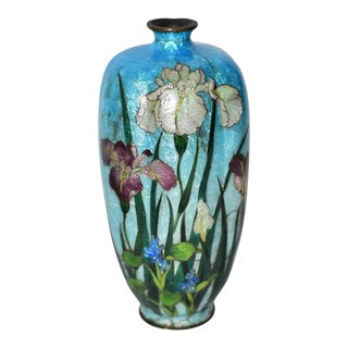 Signed Japanese Ginbari Cloisonne Vase by Kumeno Teitaro 19th Century For Sale