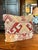 This small pillow is custom-made from a fragment of an antique, handwoven Kilim rug. The design features geometric motifs...
