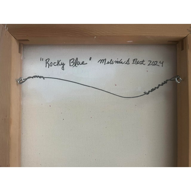 Modern Abstract Heavily Textured Acrylic Painting on Stretched Canvas, “Rocky Blue,” Signed, Dated For Sale In Portland, ME - Image 6 of 7