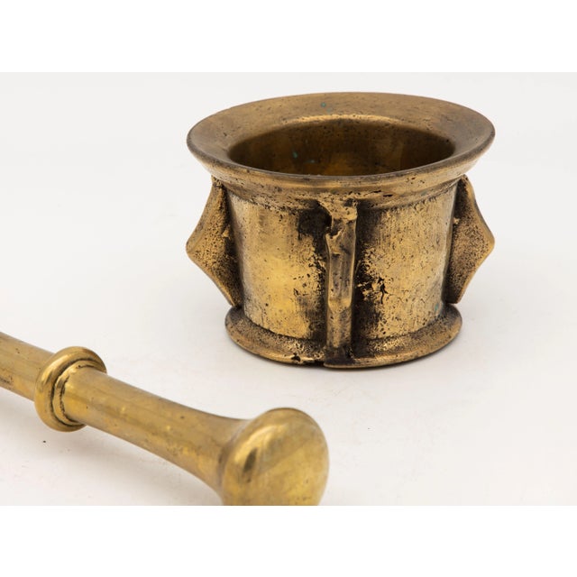 Antique Vintage Brass Mortar and Pestle For Sale In New York - Image 6 of 9