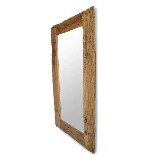 Farmhouse Rustic Vintage Railroad Wood Mirror For Sale - Image 3 of 6