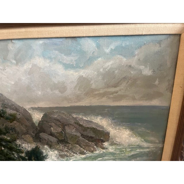 Traditional 1950s Oil Painting of Coastal Scene of Monhegan, Maine by Edmund F. Ward For Sale - Image 3 of 9