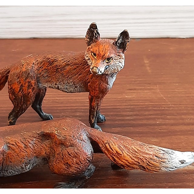 Rustic European Vintage Austrian Bronze Fox Family Figurines For Sale - Image 3 of 11