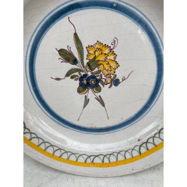 French Country 19th Century French Faience Carnation Plate For Sale - Image 3 of 4