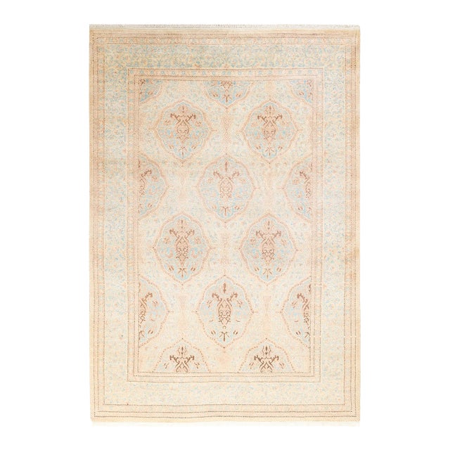 Mogul, One-of-a-Kind Hand-Knotted Area Rug - Ivory, 4' 2" x 6' 0" For Sale