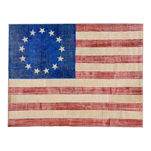 Mid-Century Vintage American Flag Patchwork Wool Rug