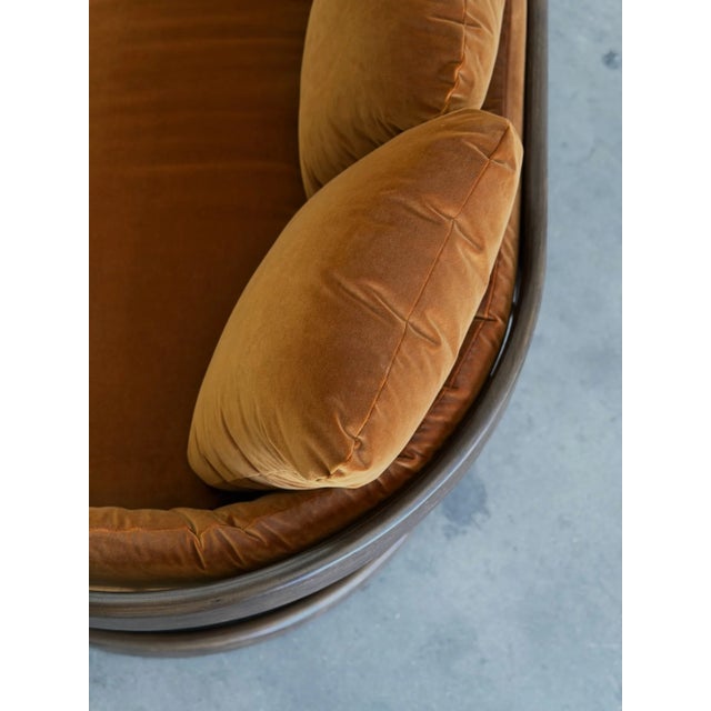Brown 1970s Sculptural Oak Barrel Back Sofa Attributed to Howard Furniture For Sale - Image 8 of 15