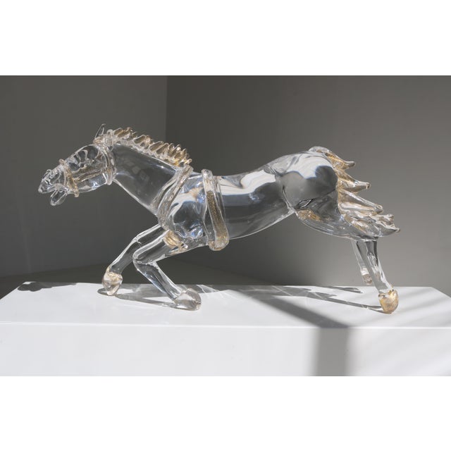 Mid-Century Italian Murano Glass Horse Sculpture with Gold Leaf by Arnaldo Zanella, 1970s For Sale - Image 12 of 12