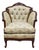 Antique French Louis XV Style Bergère Armchair – Hand-Carved Mahogany, Tufted Floral Upholstery, C. Late 19th Century For Sale