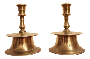 16th/17th Century Hispano Flemish Brass "Capstan" Candlesticks - a Pair