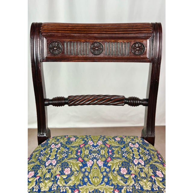 Restored 1820s Regency Mahogany Tablet-Back Side Chair in William Morris Floral For Sale - Image 9 of 12