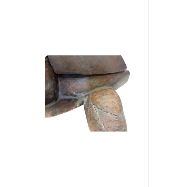 Hand-Carved Wooden Tortoise Sculpture / Accent Stool For Sale - Image 9 of 12