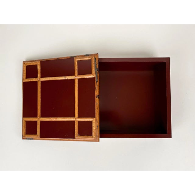 Bamboo & Wood Squared Box by Tommaso Barbi, Italy, 1960s For Sale - Image 13 of 18