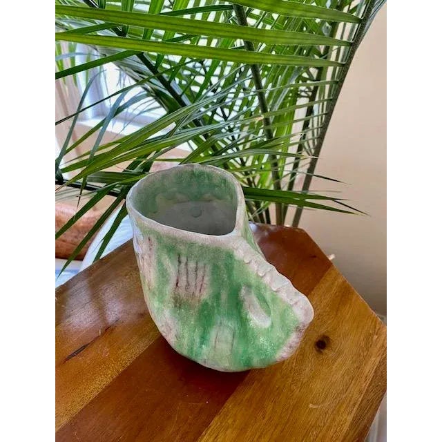 Green Hand Thrown Italian Vase by Guido Gambone, Signed For Sale - Image 8 of 12
