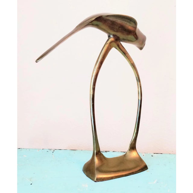 Mid 20th Century Mid Century Brass Parrot Bird on Perch Stand For Sale - Image 5 of 10