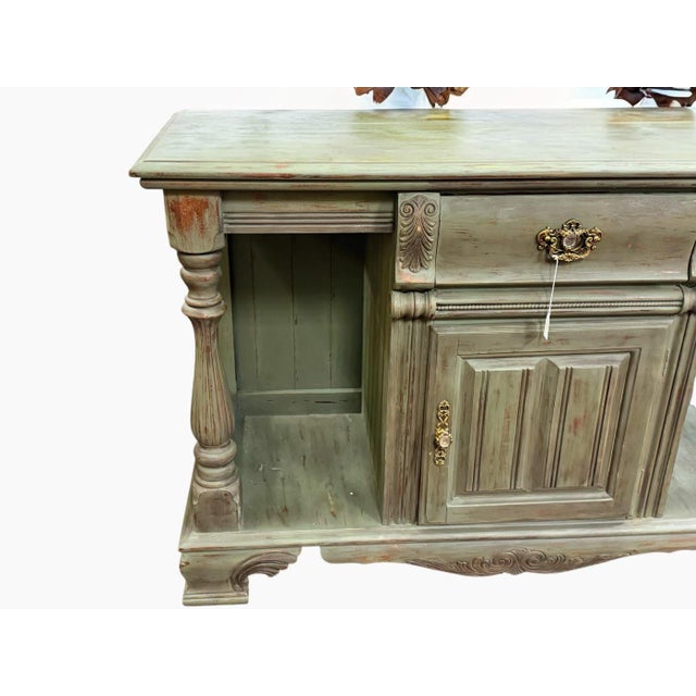 Hollywood Regency Early 20th Century Green Distressed Console Table . For Sale - Image 3 of 4