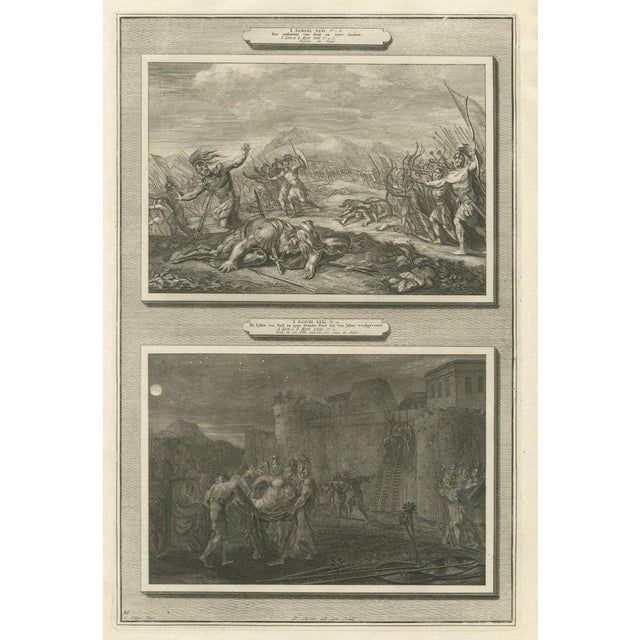 Pieter Mortier, Death of Saul and the Men of Jabesh Recover His Body, Pieter 1700, Engraving For Sale - Image 12 of 12