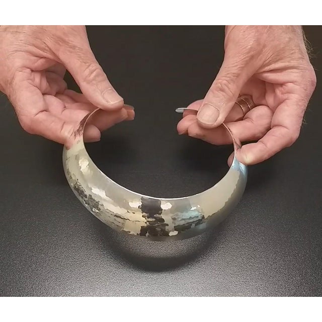 Ultra Wide Sterling Silver Collar, Gerhard Herbst Studio Neckpiece, American Modernist, Mid Century Style, Vintage For Sale - Image 12 of 13