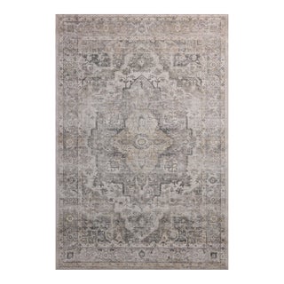 Amber Lewis x Loloi Josie Silver / Natural 3'-6" x 5'-6" Machine Washable Accent Rug For Sale