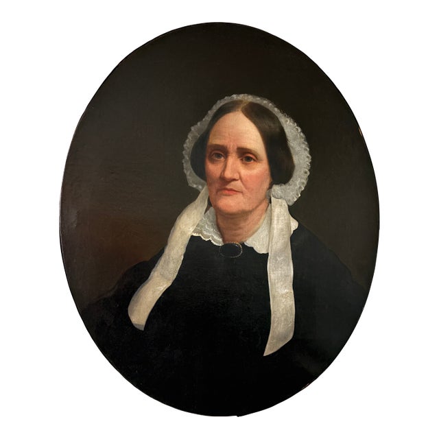 Original 19th Century American Oval Oil Portrait Painting For Sale