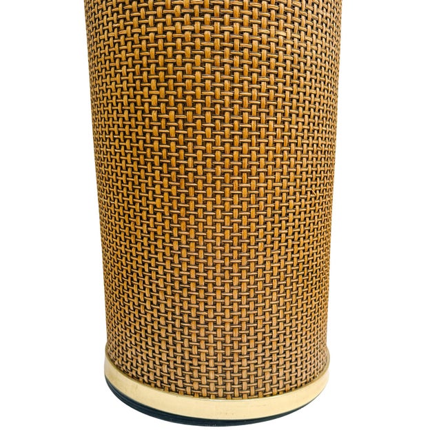 Extra Tall Mid-Century Coastal Woven Rattan Cylinder Floor Planter For Sale In San Diego - Image 6 of 7