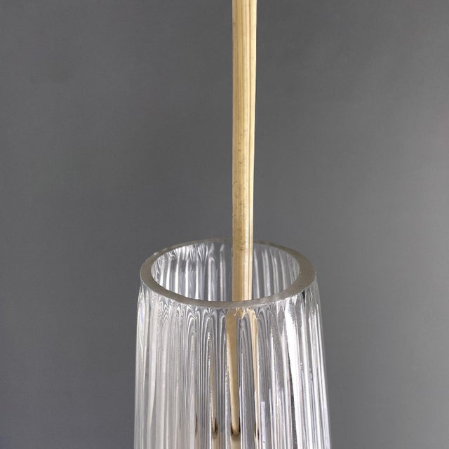 Mid-Century Modern Italian Golden Plastic and Fluted Glass Ceiling Lamp, 1950s For Sale - Image 6 of 14