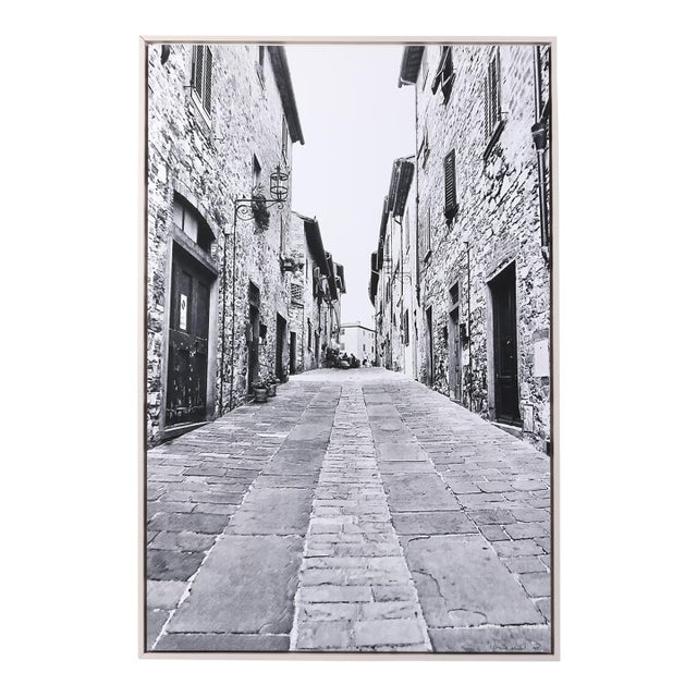 Black and White Walled Street in Barberino Tuscany Italia For Sale