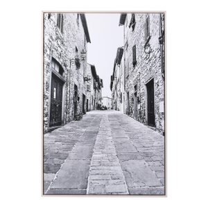 Black and White Walled Street in Barberino Tuscany Italia