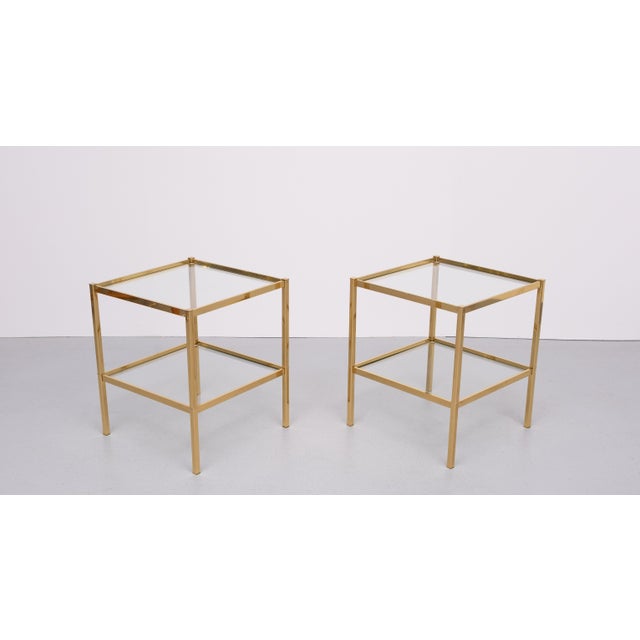 Gold Brass Side Tables attributed to Maison Baguès, France, 1970s, Set of 2 For Sale - Image 8 of 8
