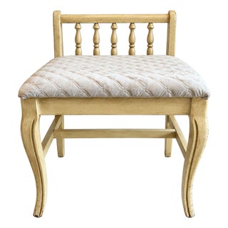 Vintage French Country Vanity Chair by j.b. Van Sciver Wooden Upholstered For Sale