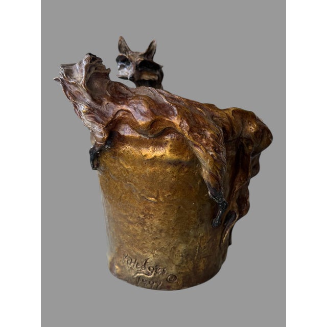 Vintage K. Hedges Bronze Figural Fox Vase For Sale - Image 4 of 9