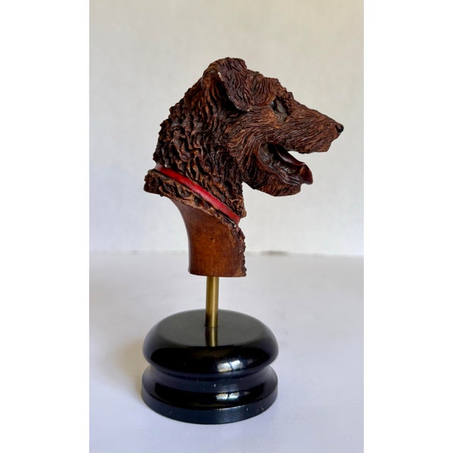 Vintage Hand-Painted Dog Terrier Bust on Stand by Arte Romera, Made in Spain For Sale - Image 4 of 11