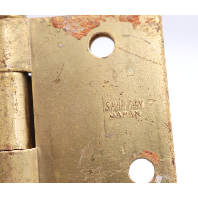 Pair of 3 X 3 In. Spartan Brass Plated Steel Door Hinges For Sale - Image 4 of 5