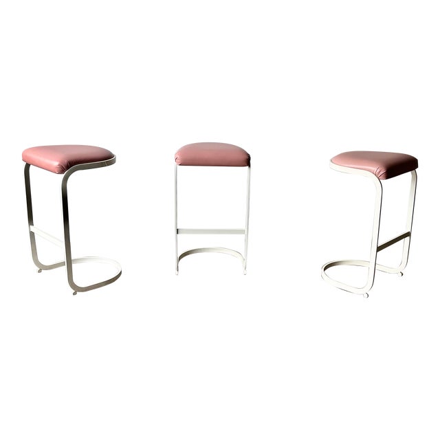 1990s Vintage Postmodern Bar Stools Milo Baughman Style Cantilever Cal ...